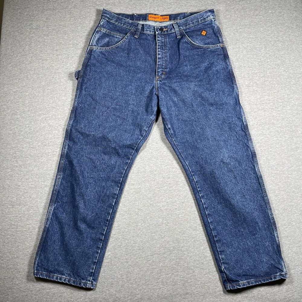 Wrangler FR Jeans Mens 36x30 Blue Relaxed Straight Flame Resistant Workwear